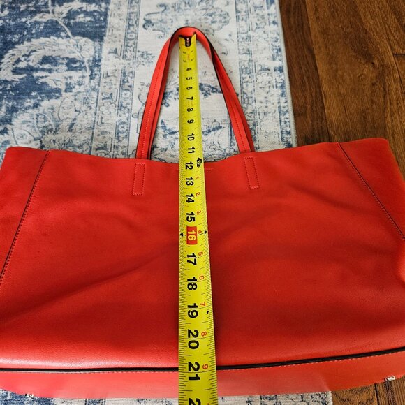 Banana Republic Large Open Leather Tote Bag in Strawberry Coral Color - Picture 10 of 13